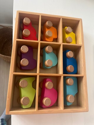 Set de 9 Coches de Madera para Bebé