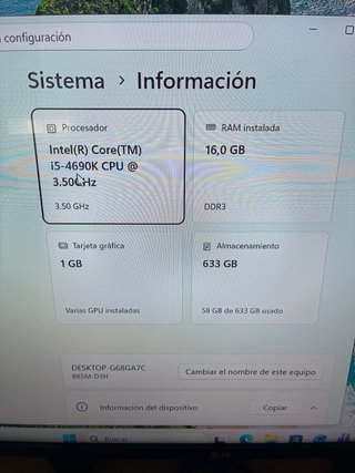 PC Intel Core i5 4690K 16GB RAM
