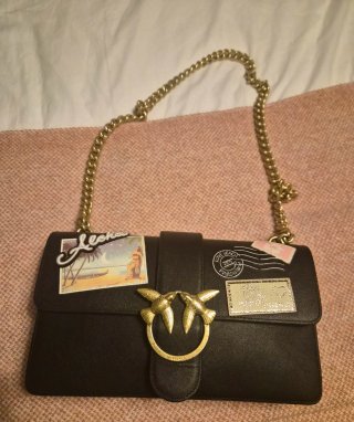 Borsa Pinko nera con decorazioni