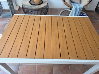 Tavolo da Esterno Bianco e in Legno