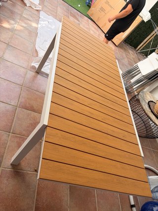 Tavolo da Esterno Bianco e in Legno