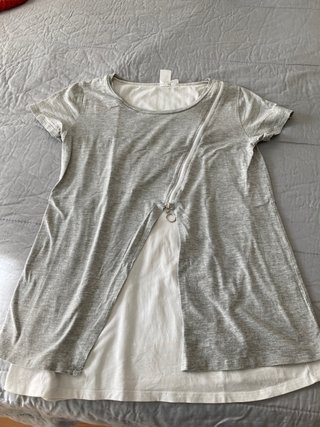 Camiseta premamá gris cremallera talla XS prenatal