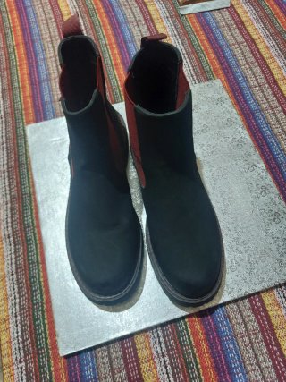 Botines mujer piel negros y rojos