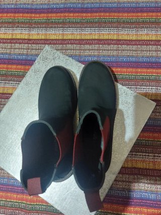 Botines mujer piel negros y rojos
