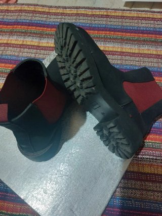 Botines mujer piel negros y rojos