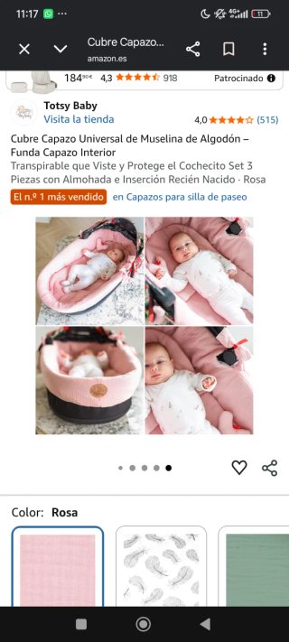 Funda Capazo Universal Rosa Algodón