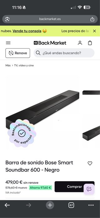 Barra de Sonido Bose Soundbar 600 Negra Atmos