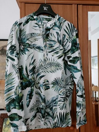 Blusa Zara Estampada Hojas Tropicales Talla L