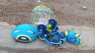 Casco y Patines Ajustables para Niños