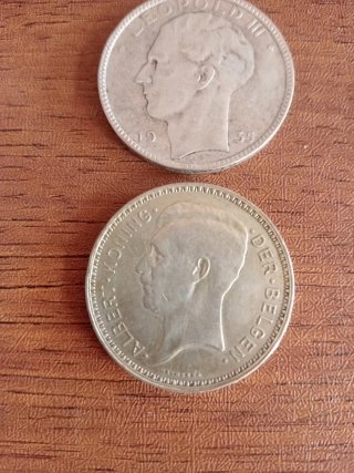 2 Monedas Antiguas de Plata de Bélgica