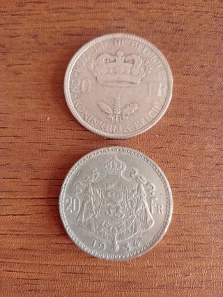 2 Monedas Antiguas de Plata de Bélgica