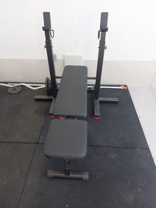 Banca Pesas Plegable Corength + Discos y barras