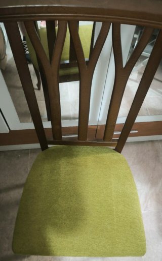 6 Sillas Comedor Madera Dura Tapiz Verde