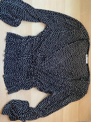Blusa Zara Lunares Negra Talla S