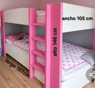 Litera Muebles Sayez Rosa y Blanca
