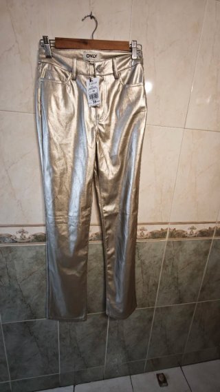 Pantalón Polipiel Dorado ONLY