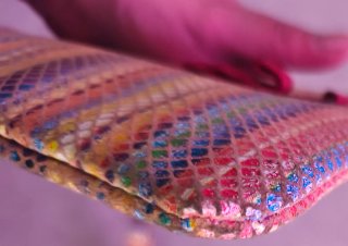 Monedero de Piel Multicolor Efecto Serpiente