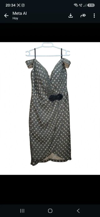 Vestido Fiesta Negro Beige Talla L