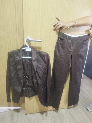 Traje Mango Rayas Marrón Talla 38