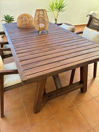 Tavolo da terrazza in legno di acacia estensibile Sklum