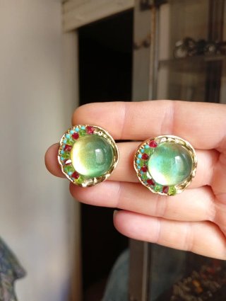 Pendientes de Vidrio y Turmalina