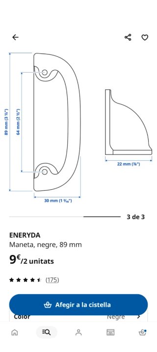 Maniglie nere IKEA (Set di 4)