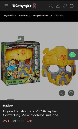 Disfraz Máscara Transformer Bumblebee