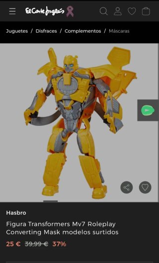 Disfraz Máscara Transformer Bumblebee