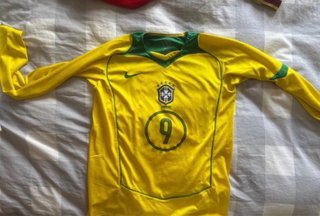Camiseta Brasil 2002 Ronaldo 9 Manga Larga