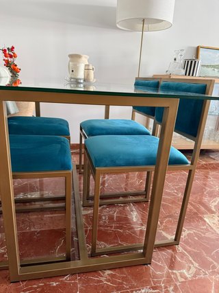Mesa comedor diseño hierro y cristal a medida