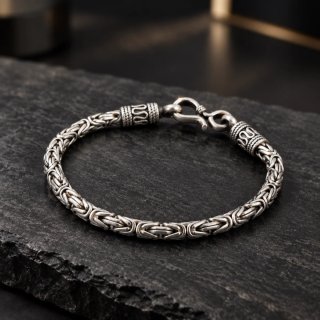 Pulsera Plata Cadena Bizantina Estilo Bali