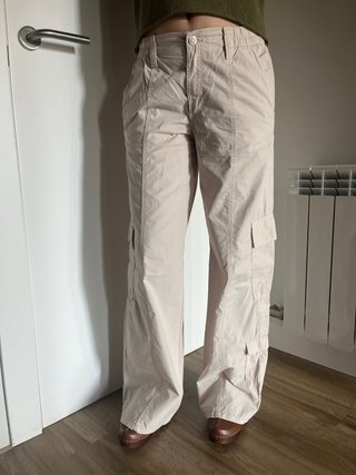 Pantalón Parachute Zara Beige Talla XS
