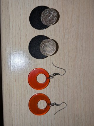 Pendientes círculos negro y dorado