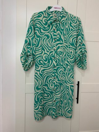 Vestido Camisero Gotika Talla L Verde Estampado