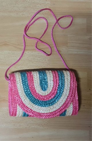 Bolso de mano trenzado multicolor