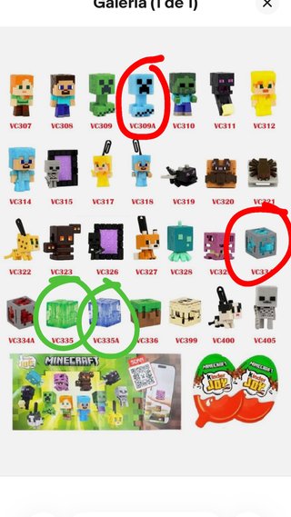 Figuras Minecraft Kinder Joy