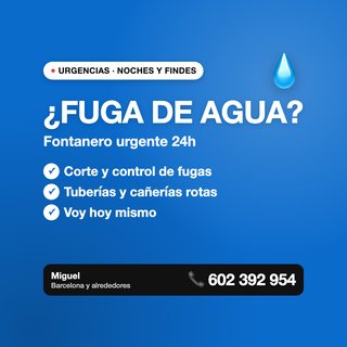 Fontanero urgente 24h Barcelona - Fugas de agua