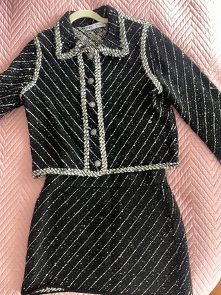 Conjunto de Lana Zara Negro y Blanco Talla M