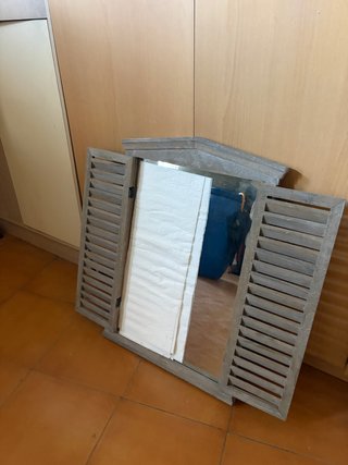 Espejo Ventana Madera Gris