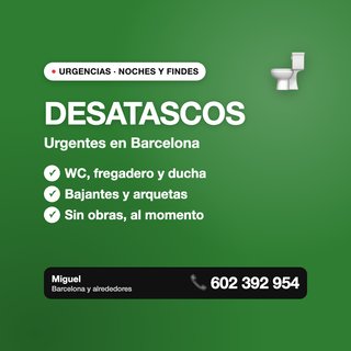 Desatascos urgentes BCN - WC, fregadero, ducha