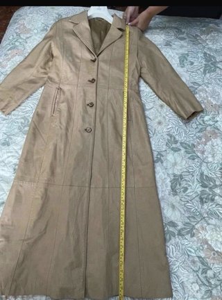 Abrigo largo piel ovino beige