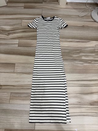 Vestido largo Brownie rayas abertura pierna