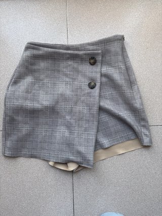 Falda pantalón Zara cuadros gris XS