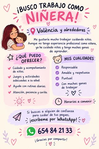 ¡Busco trabajo como niñera en València y alrede