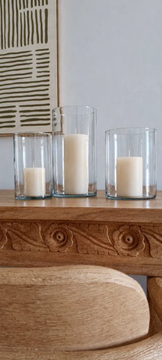 Set de 3 Portavelas de Cristal