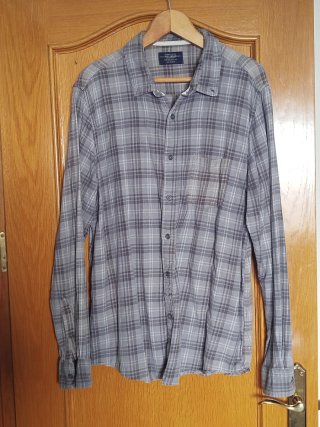 Camisa de cuadros gris Pull&Bear Talla XL