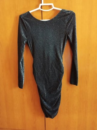 Vestido brillante negro y plateado
