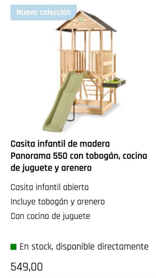 Casita madera infantil con tobogán y arenero