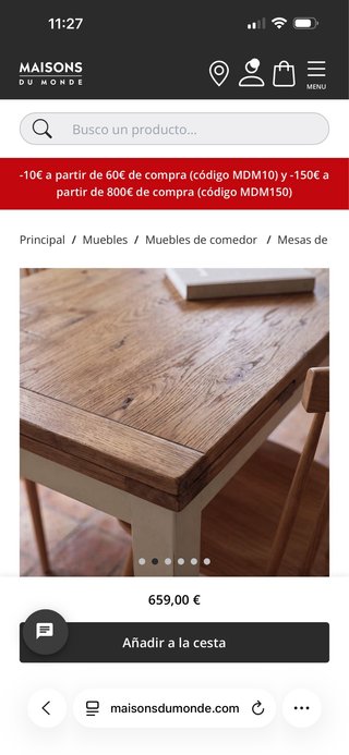 Mesa de comedor Tradition Maisons du Monde 160-240
