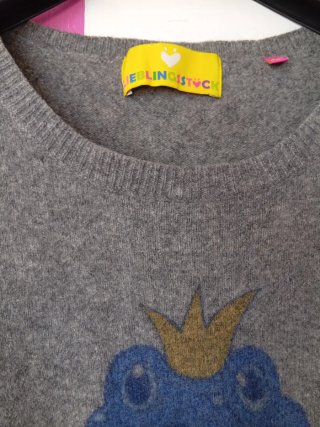 Jersey lana gris con estampado de rana